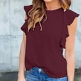 thumbnail image 1 of SELONE Peplum Tops for Women Plus Size Short Sleeve Tops Blouses Regular Fit T Shirts Pullover Chiffon Tees Tops Solid T-Shirts Crew Neck Tops Casual Blouses Easy Care Soft Breathable Pullover Wine L, 1 of 8