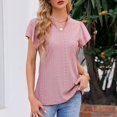 thumbnail image 1 of SELONE Peplum Tops for Women Ruffle Short Sleeve Tops Blouses Regular Fit T Shirts Pullover Tops Tees Tops Solid T-Shirts V Neck Tops Blouses T Shirts Easy Care Soft Breathable Pullover Tops Pink S, 1 of 3