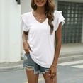 thumbnail image 1 of SELONE Peplum Tops for Women Short Sleeve Tops Blouses Regular Fit T Shirts Pullover Tees Tops Solid T-Shirts V Neck Tops Blouses T Shirts Easy Care Soft Lightweight Breathable Pullover Tops White L, 1 of 5