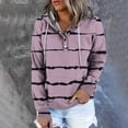 thumbnail image 1 of SELONE Pink Hoodies for Women Hooded Neck Sweatshirts Long Sleeve Blouses Fashionable Striped Button Pullover Tops with Pocket Regular Fit Tees Tops Hip Fall Y2k Clothes, 1 of 6