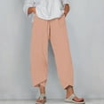 thumbnail image 1 of SELONE Pink Womens Loose Pants Plus Size Mid Waist Lounge Pants Cropped Trouser Pants Casual Beach Pants Pull on Solid Soft Straight Leg Lightweight Comfy 4XL Breathable Summer Clothes, 1 of 5