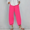 thumbnail image 1 of SELONE Pink Womens Vacation Pants Mid Waist Plus Size Lounge Pants Cropped Trouser Pants Loose Casual Beach Pants Pull on Solid Soft Straight Leg Lightweight Comfy 5XL Breathable Summer Clothes, 1 of 5