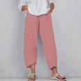 thumbnail image 1 of SELONE Pink Womens Vacation Pants Mid Waist Plus Size Lounge Pants Cropped Trouser Pants Loose Casual Beach Pants Pull on Solid Soft Straight Leg Lightweight Comfortable M Breathable Summer Clothes, 1 of 5