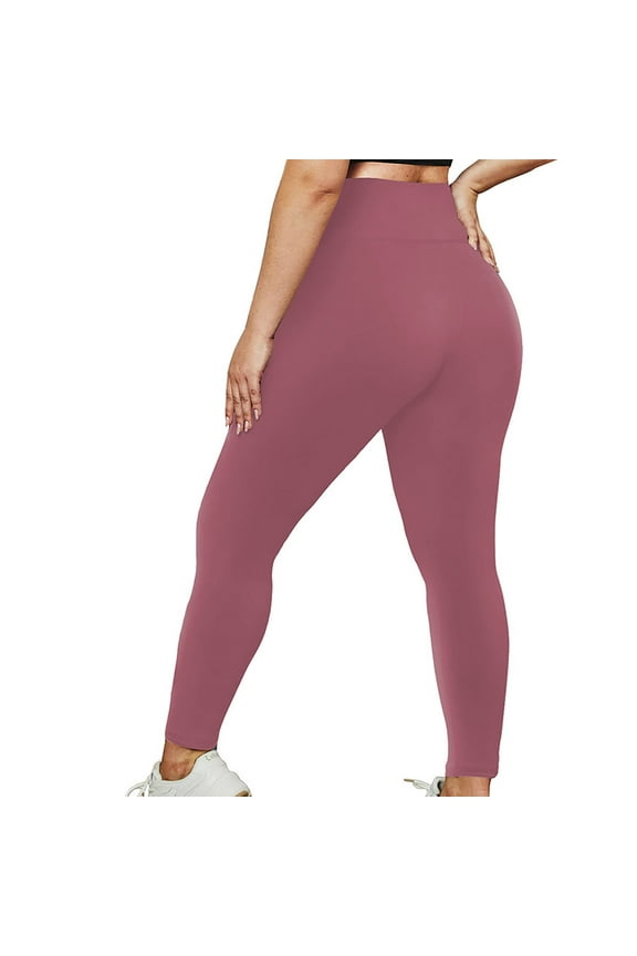 Pink Yogalicious Leggings Plus Size Gym Leggings Quick-Dry Elastic Waist Full Length Summer Pants Curvy Slim Casual Long Vacation Pants Pull on Solid Lightweight XL Breathable Beach Pants