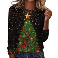 thumbnail image 1 of SELONE Plus Size Christmas Tops Women Printed Crewneck Pullover Long Sleeved Casual Tops Red XL, 1 of 4