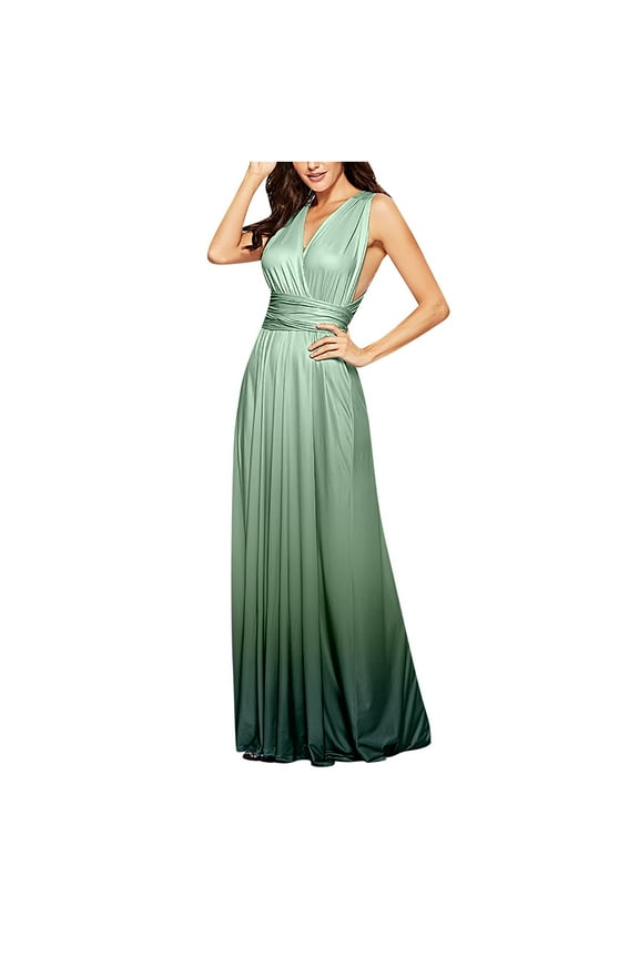 Plus Size Dress for Women Maxi Dress for Women Cross Gauze Wedding Guest Maxi Back Multiple Ways To Wear Maxi Long Fashion Beach Classy Y2K Soft Basic Summer Dresses for Women Green L