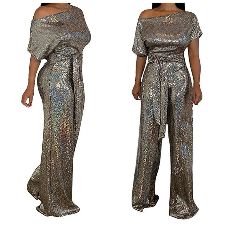 Sequin Jumpsuit Plus Size Fancy Jumpsuits SELONE Women's Banquet