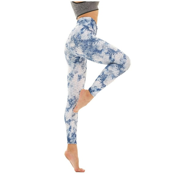 SELONE Plus Size Leggings for Women Workout High Waist Sports Yogalicious Print Patterned Tie Dye Utility Dressy Everyday Soft Lifting Leggings Capri Jeggings Athletic Leggings 34-Dark Blue L