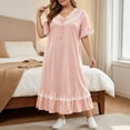 thumbnail image 1 of SELONE Plus Size Nightgowns for Women Long Lace Maxi Pajamas Dress Ruffle Short Sleeve Sleep Dress Daily Sleep Shirt, 1 of 6