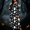 thumbnail image 1 of SELONE Plus Size Nightgowns for Women Long Long Sleeve Sleepshirt Ghost Pumpkin Sleep Dress Halloween House Dress, 1 of 8