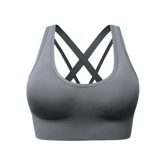 SELONE Plus Size Sports Bras for Women Support Yoga Bra Cross Back T-Shirt Bralettes Solid Underwear for Workout Fitness