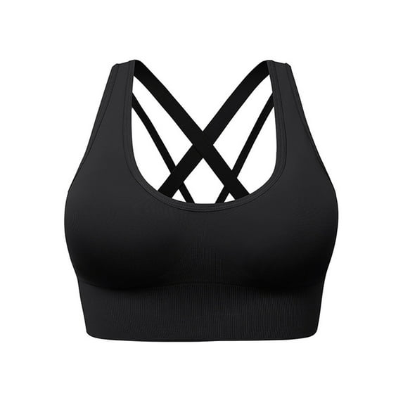 SELONE Plus Size Sports Bras for Women Support Yoga Bra Cross Back T-Shirt Bralettes Solid Underwear for Workout Fitness