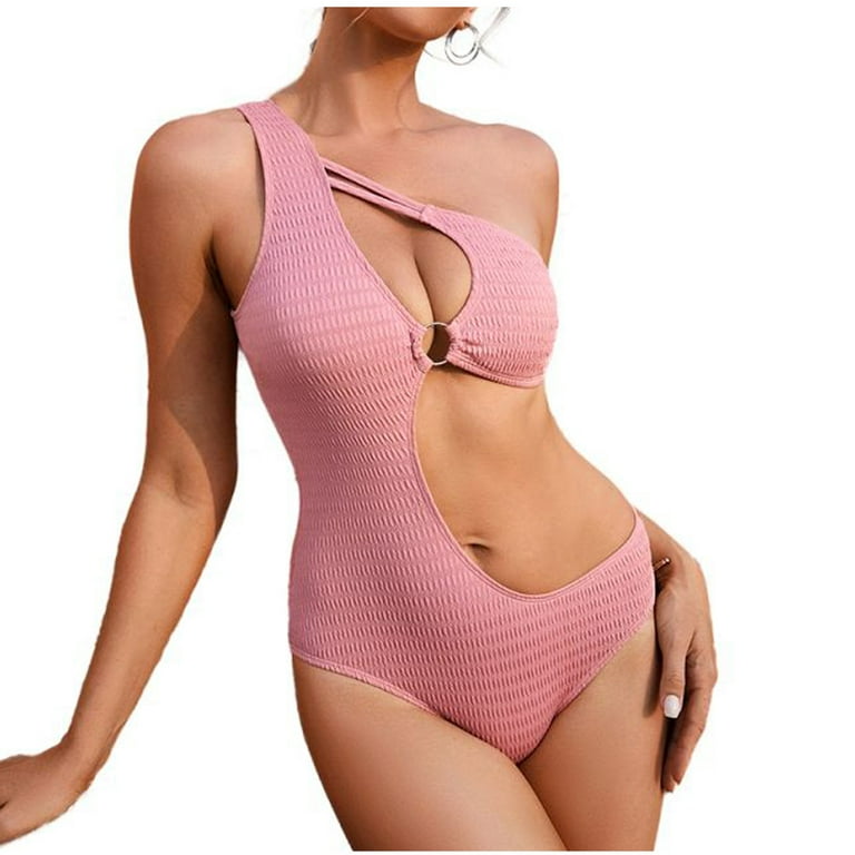 SELONE Plus Size Swimsuit for Women One Piece Monokini Romper Hawaiian  Solid Hollow Out Spaghetti Strap Sleeveless Beach Beachwear Fashion Tummy