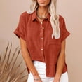 thumbnail image 1 of SELONE Plus Size Tops for Women Short Sleeve Tops Blouses Regular Fit T Shirts Pullover Tees Tops Solid T-Shirts V Neck Tops Blouses Button Up Button Down T Shirts Breathable Pullover Orange XL, 1 of 7
