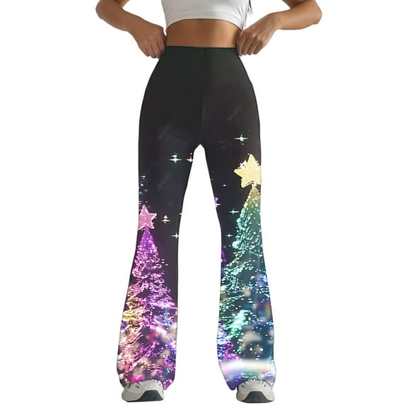 SELONE Plus Size Workout Leggings Flare Gym Leggings Full Length Summer Pants Curvy Casual Long Flare Vacation Pants Yoga Multicolor XL Breathable Beach Pants (Non Shiny Design Only Prints)