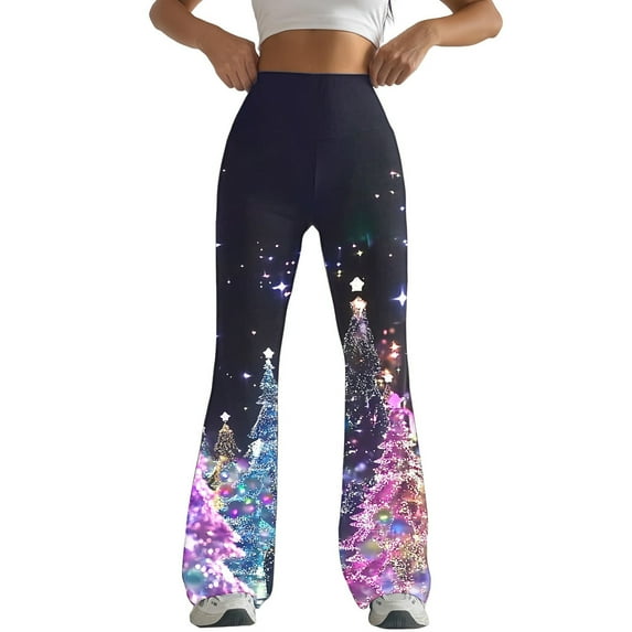 SELONE Plus Size Yoga Pants for Women Flare Gym Leggings Full Length Summer Pants Curvy Casual Long Bootcut Vacation Pants Multicolor L Breathable Beach Pants (Non Shiny Design Only Prints)