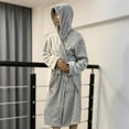 thumbnail image 1 of SELONE Plush Long Robe Women Shaggy Bathrobe Surplice Neck Sleepwear Long Sleeve Knee Length Nightwear Solid Loungewear Homewear, 1 of 4