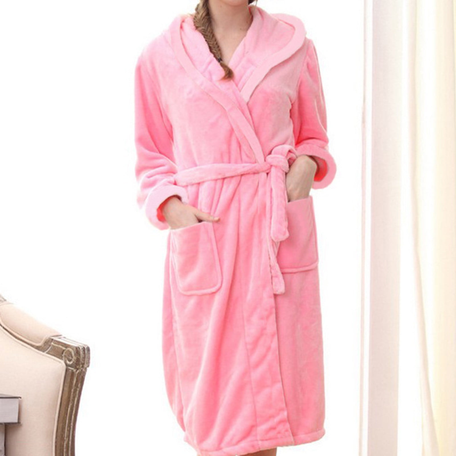 Under Robe SELONE Plush Long Robe Women Shaggy Bathrobe Surplice Neck Sleepwear ...