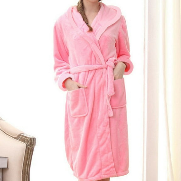 SELONE Plush Long Robe Women Shaggy Bathrobe Surplice Neck Sleepwear Long Sleeve Knee Length Nightwear Solid Loungewear Homewear
