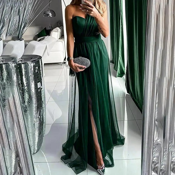 SELONE Prom Dresses Long Evening Dresses Sleeveless Rehearsal Dinner Dress Cocktail Dresses Maxi Formal Dress Off the Shoulder Elegant Dresses Bodycon Formal Formal Gowns Homecoming Dresses Green L