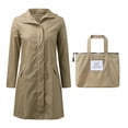 thumbnail image 1 of SELONE Raincoat for Women Waterproof Breathable Windproof Long Sleeve Jacket Hooded Neck Long Zip Up Coat Loose Casual Solid Outerwear with Pockets Winter Overcoat Outwear Coat Clothes Khaki, 1 of 6