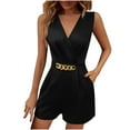 thumbnail image 1 of SELONE Red Rompers for Women Sleeveless Wide Strap V Neck Overalls Summer Shorts Jumpsuits Dressy Outfits Black L, 1 of 8