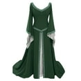 thumbnail image 1 of SELONE Renaissance Dress Women Party Dress for Women Long Sleeve Princess Vintage Bell Sleeve V Neck Floor Length Cosplay Vintage Dress for Women for Prom Tea Party Masquerade Party Green XXL, 1 of 3