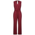thumbnail image 1 of SELONE Rompers for Women Suspender Bandage Long Pant Sleeveless Ladies Travel Comfortable Vacation Flowy Rompers Womens Jumpers and Rompers Casual Suit Collar Back Zipper with Pockets Wine S, 1 of 8