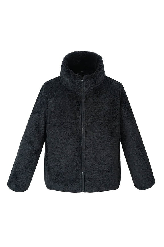 School Jacket for Kids with Pockets Zipper Solid Long Sleeve Fall Winter Outwear Black 150