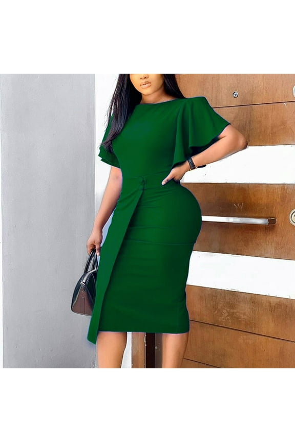 Semi Formal Dresses for Women Wedding Guest Elegant Dresses Short Sleeve Formal Dress Plus Size Cocktail Dresses Midi Rehearsal Dinner Dress Evening Dresses Casual Prom Dresses Party Dresses