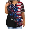 thumbnail image 1 of SELONE Short Sleeve Tops for Women American Plus Size Notch Neck Pride Apparel Red White Blue Wear Clothes 4th of July Gifts Activewear 4XL, 1 of 5