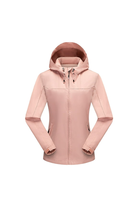 Ski Jackets for Women Windproof Waterproof Long Sleeve Coat Hooded Neck Mid-Length Zip Up Jacket Loose Casual Outerwear with Pockets Winter Overcoat Outwear Coat Clothes for Women Pink XL