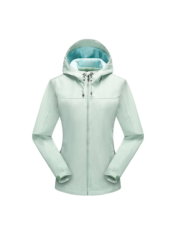 Ski Jackets for Women Windproof Waterproof Long Sleeve Coat Hooded Neck Mid-Length Zip Up Jacket Loose Casual Outerwear with Pockets Winter Overcoat Outwear Coat Clothes for Women Green L