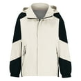 thumbnail image 1 of SELONE Ski Jackets Womens Ski Coats Soft Windproof Long Sleeve Coat Plus Size Hooded Neck Short Zip Up Jacket Loose Casual Outerwear with Pockets Winter Overcoat Outwear Coat Clothes Beige M, 1 of 4