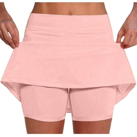 SELONE Skorts Skirts for Women Plus Size Plus Size Mid Rise Polyester Fashion Clothes Slim Casual Pants Pink 2XL