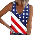 thumbnail image 1 of SELONE Sleeveless Tops for Women Celebrate Patriotic Plus Size V Neck Button American Apparel Red White Blue Wear Clothes 4th of July Gifts Activewear L, 1 of 6
