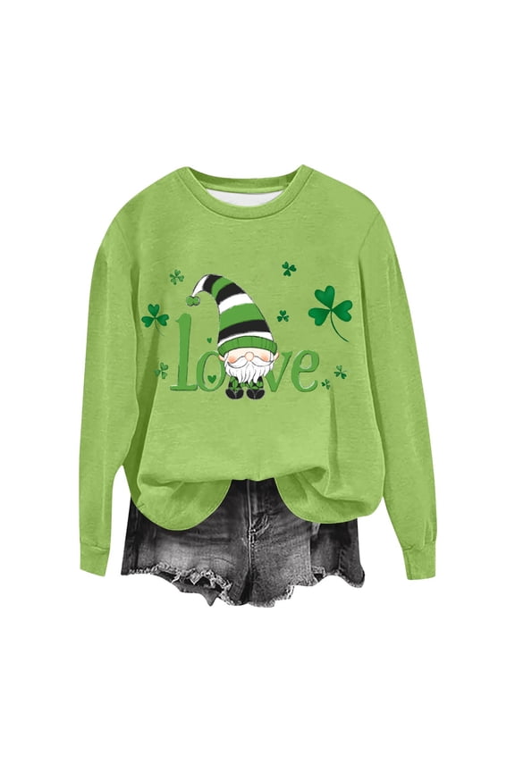 Soft Oversized Sweatshirts for Women St. Patricks Day Long Sleeve Crewneck Tops Leprechaun Pullover Clothes