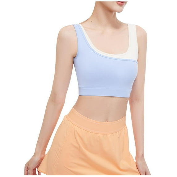 SELONE Sports Bras for Women High Support Push Up Stretch Bra T-Shirt Bralettes Color Blocked Underwear for Running