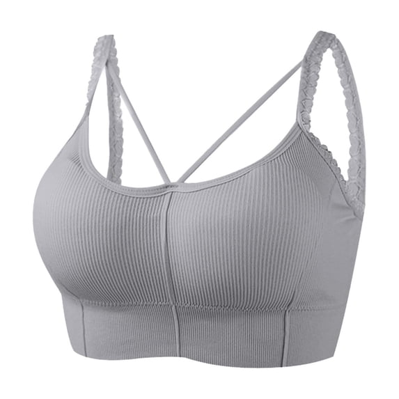 SELONE Sports Bras for Women Lace Soft Bra Cross Back Spaghetti Strap T-Shirt Bralettes Solid Comfortable Underwear
