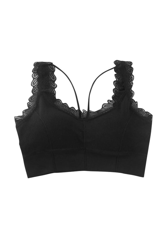 Sports Bras for Women Lace Support Soft Bra Cross Back Wide Strap T-Shirt Bralettes Solid Comfortable Underwear