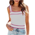thumbnail image 1 of SELONE Square Neck Tank Top Women Knitted Sleeveless Sweater Wide Strap Basic Pullover Summer Beach Outfits Beige XL, 1 of 5