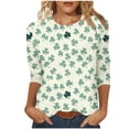 thumbnail image 1 of SELONE St. Patricks Day Tops for Women with 3/4 Sleeve Crewneck Shirt Patterned Pullover Holiday Outerwear Black M, 1 of 7