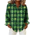 thumbnail image 1 of SELONE St. Patricks Day Women Long Sleeve T Shirts Collared Shirt Button Stripes Tops Holiday Outerfits Black 2XL, 1 of 5