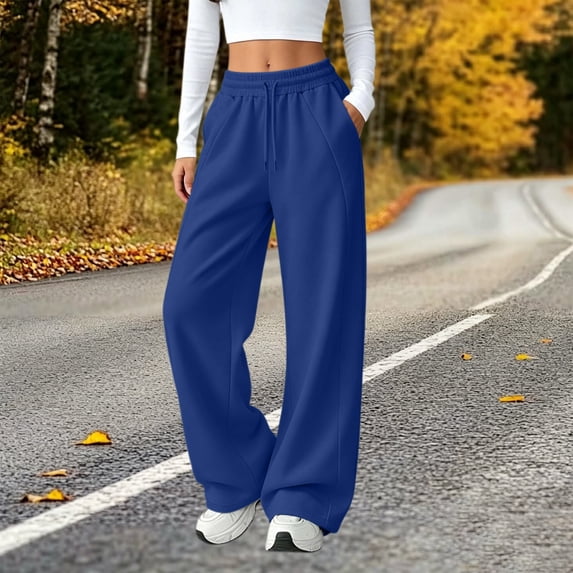 SELONE Straight Leg Sweatpants for Women Drawstring Long Pants Ruched Trousers Sweatpants with Pockets Fall Gym Outfits