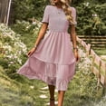 thumbnail image 1 of SELONE Summer Casual Dresses for Women 2023 Vacation Casual Short Sleeve Fashion Round Neck Solid Leisure Vacation Midi Dresses Plus Size Dress for Everyday Wear Beach Vacation Pink XL, 1 of 6