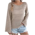 thumbnail image 1 of SELONE Summer Cover ups for Women Tops Long Sleeve Cutout Bathing Suit Crew Neck Ruffle Short Swimsuit Khaki L, 1 of 8
