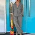 thumbnail image 1 of SELONE Summer Outfits for Women 2 Piece Cotton Linen Set Boyfriend Oversized T Shirts Straight Leg Pant Plus Size Tracksuit Collared Neck Casual Sets Fashion Suits Beach Solid Two Piece Outfits, 1 of 6