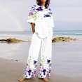 thumbnail image 1 of SELONE Summer Outfits for Women 2 Piece Cotton Linen Set Boyfriend Oversized T Shirts Wide Leg Pants Plus Size Tracksuit Crew Neck Casual Sets Fashion Suits Beach Outfits Plus Size Two Piece Outfits, 1 of 5