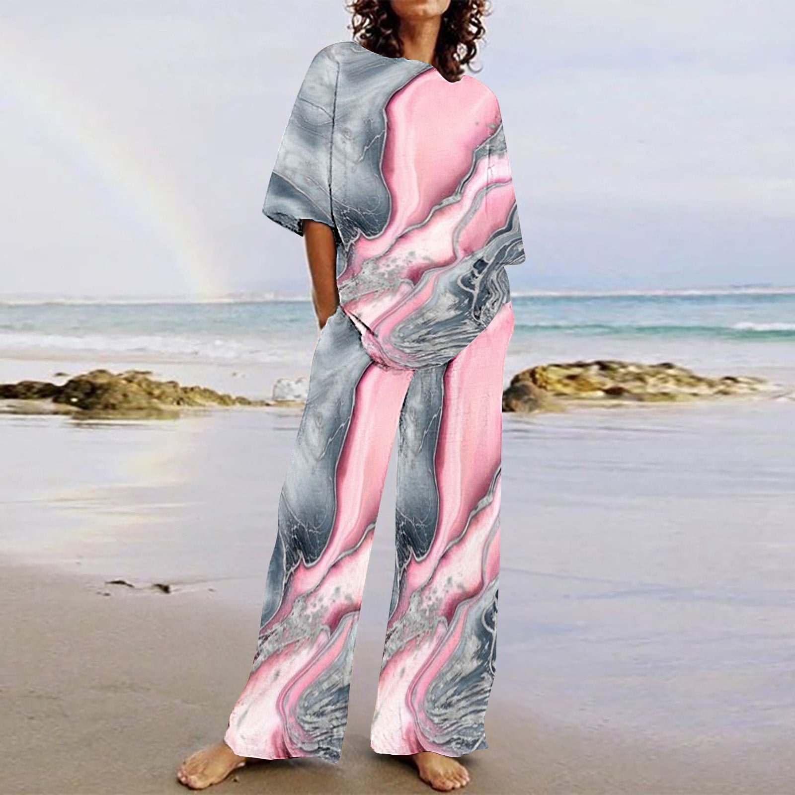 2-Piece Textured Oversize Stretch Knit Top and Bottom Set