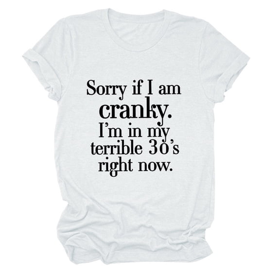 SELONE Summer Tops for Women Dressy Tops for Women Graphic Casual Crewneck Short Sleeve Funny Letter Round Neck Blouse T Shirt Fashion Beach Classy Y2K Soft Basic Tops Dressy Casual White XL